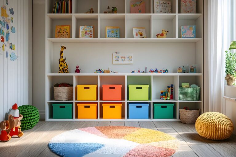 cheerful and colorful box storage for kids room